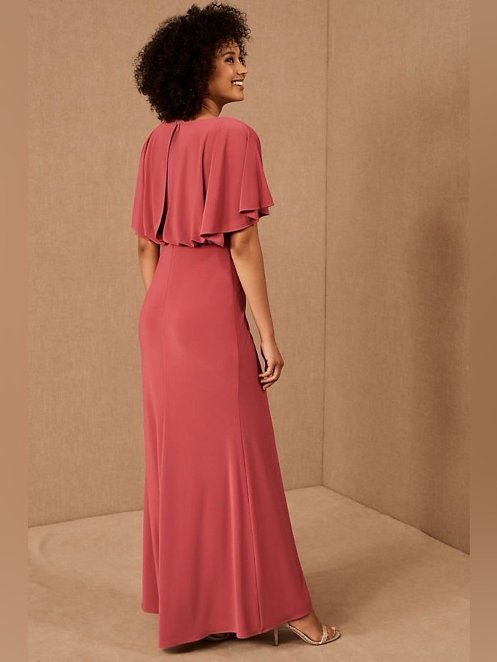 BHLDN Lena Flutter Sleeve Maxi Dress Sz 6 Blush Pink Floor-Length Evening Dress - Picture 14 of 14